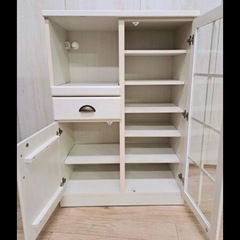 ニトリ　アイボリー　食器棚　レンジフード　カップボードの画像
