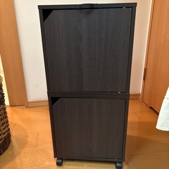 キャスター付き二段収納ボックスブラウンの画像