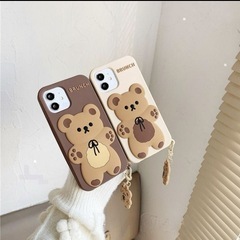 大人気韓国BRUNCH iPhone11ケースキーホルダー付きブラウンの画像