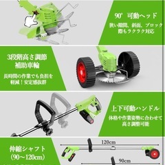 ①草刈り機 充電式草刈り機 1880W高出力 21V 2*2000mAhの画像