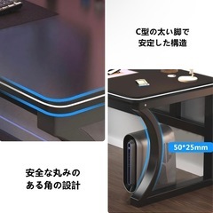 ①新品　ゲーミングデスク 組立簡単 机 pcデスク　(ブラック, 80cm)の画像