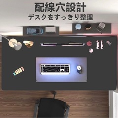 ①新品　ゲーミングデスク 組立簡単 机 pcデスク　(ブラック, 80cm)の画像