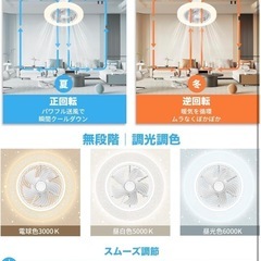 ①新品　シーリングファンライト 天井照明 星空効果 5枚羽根 4000lmの画像