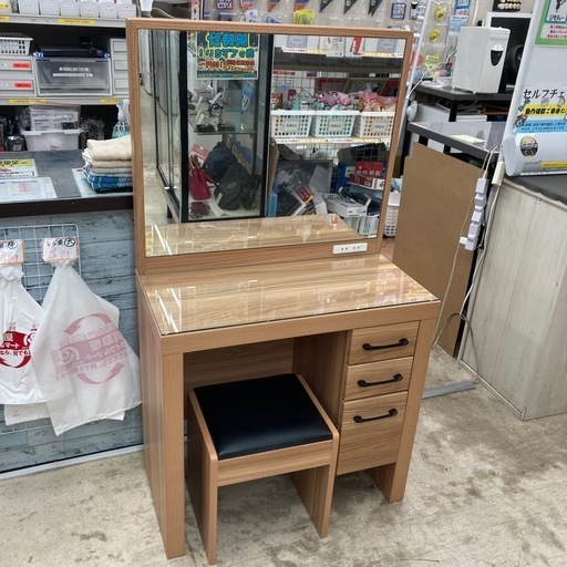 ?北欧style?大川家具?椅子付ドレッサー?サブリナ?鏡台?2256