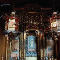 千葉　大型仏壇 黒と金の装飾 ランプ付き　浄土真宗　大願寺派　仏壇　御霊抜き済みの画像