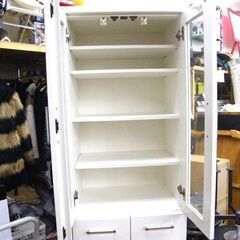 スリム 食器棚 ホワイト 幅59×奥41.5×高179.5 収納家具 キッチン収納 白 札幌市厚別区 厚別店の画像