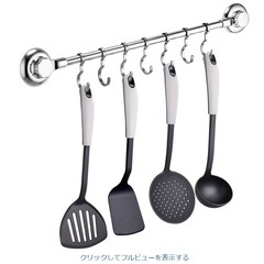 キッチンツールフック、ステンレススチール、超強力吸盤、移動できるフック7個付き、バスルーム＆キッチン収納の画像
