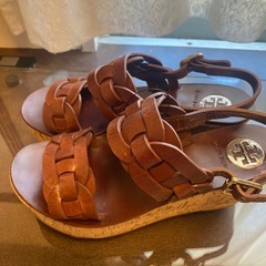 TORY BURCH トリーバーチ　レザープラットフォームサンダル　ブラウンの画像