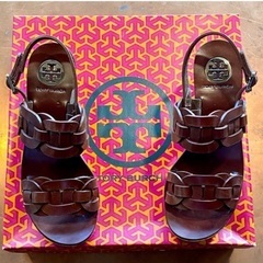 TORY BURCH トリーバーチ　レザープラットフォームサンダル　ブラウンの画像