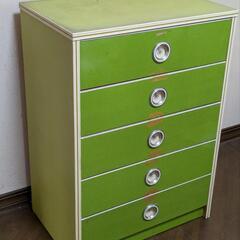 タンス 引き出し5段 グリーン 昭和レトロ 