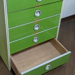 タンス 引き出し5段 グリーン 昭和レトロ の画像