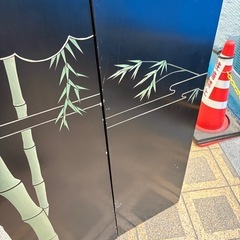 大型パーテーション レトロ衝立 間仕切り 花柄 椿 竹柄 3枚折り畳み式 衝立 レトロ パーテーション 花柄 間仕切り 黒×花柄 竹 椿 高さ