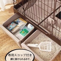 猫ゲージ　トイレ収納型　キャスター付き　収納ボックス付きの画像