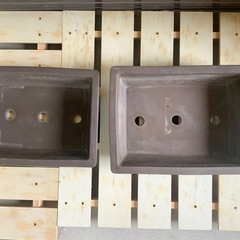 【洗浄済み】 盆栽鉢 植木鉢 2個 銘刻あり 高知市仁井田の画像