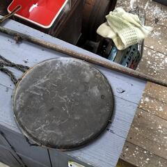 ●天秤計り 吊り天秤 天秤棒 天秤皿 はかり竿秤 計量器 オモリ無　昭和レトロ アンティーク オブジェ 古道具 骨董の画像