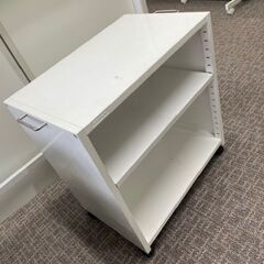下置棚　スチールデスクワゴン ハンドル付ワゴン2段 幅550×奥行357×高さ605mm ホワイト 1台 キャスター付きの画像