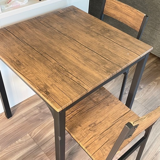 【越谷市引き取り】木製ダイニングテーブルと椅子2脚セット※テーブルマット付き ダイニングテーブルセット 伸長式 3点セット テーブル 木製