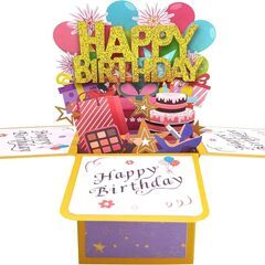 ROBBEAR 面白いハッピーバースデーポップアップカード 大人と子供用の甘い3D誕生日ギフトボックス 封筒付き ユニークなハンドメイド折りたたみ式お祝いカード 娘 息子 お母さん お父さん 友人の画像