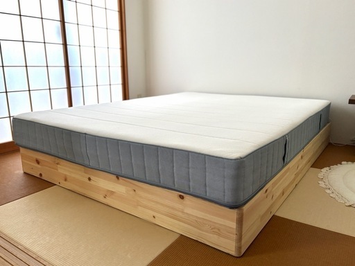 【8月末まで】IKEA 160×200cm　すのこベッド&マットレス   