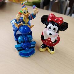 🌈東京ディズニーランド ミニー陶器 ドナルドプルバックカー セッ...