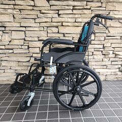  【7/23販売済HH】自走式 車いす ノーブランド 折りたたみ車いす ブルー ノーパンクタイヤ 25G 北3の画像