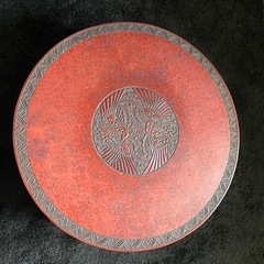 唐家具　中国　骨董　座卓　鳳凰　彫刻　アンティーク　直径91cmの画像