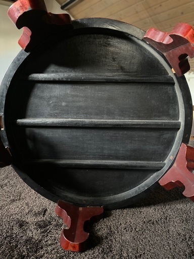 唐家具　中国　骨董　座卓　鳳凰　彫刻　アンティーク　直径91cm
