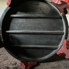 唐家具　中国　骨董　座卓　鳳凰　彫刻　アンティーク　直径91cmの画像
