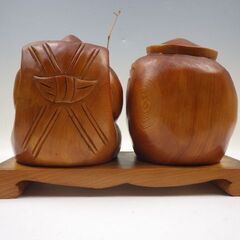 00【S.R】七福神 木製 大黒天 恵比寿 置物 仏教美術 インテリア 幅約13cm×奥11cm×高15cm 重量約6.7Kg 香川発の画像