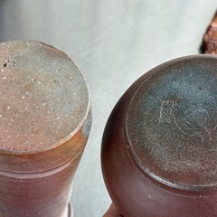 A554◇備前焼4点まとめて◇花瓶◇壺◇建水◇在銘の画像