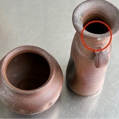 A554◇備前焼4点まとめて◇花瓶◇壺◇建水◇在銘の画像