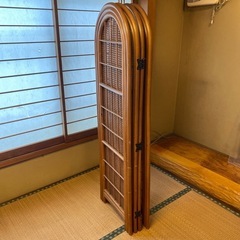 籐　ラタン　4連パーテーション　アジアン家具　衝立の画像