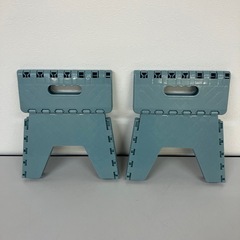 stp-3289  踏台　２点セット　ブルー　折りたたみ踏台　折りたたみステップ　脚立　ステップ　作業台　踏み台　折りたたみ　洗車　掃除の画像