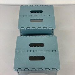 stp-3289  踏台　２点セット　ブルー　折りたたみ踏台　折りたたみステップ　脚立　ステップ　作業台　踏み台　折りたたみ　洗車　掃除の画像