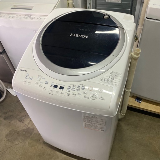 洗濯機 東芝 ZABOON 乾燥機能付き 8.0kg/4.5kg 2021年製 AW-8VM1(W)