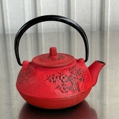 A555★南部鉄器◇鉄瓶◇急須◇松竹梅◇赤塗りの画像