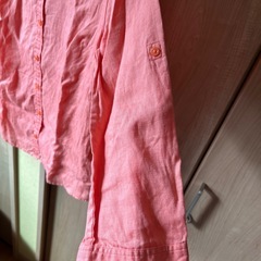 オレンジ　シャツ　麻素材の画像
