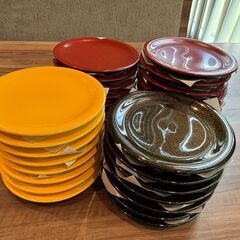 寿司皿セット！新品・未使用品【朱色】【黄色】【ブラックパール】の画像
