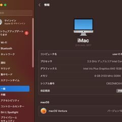 iMac（21.5インチ,2017）HDD1TB/8GB〈MMQA2J/A〉⑥の画像