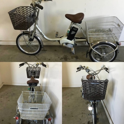 △ q 岐阜発/パナソニック/電動アシスト三輪自転車/スイングなし/3段変速/バッテリー6.6Ah/充電器なし/走行確認/現状品/ R7.6/18 △