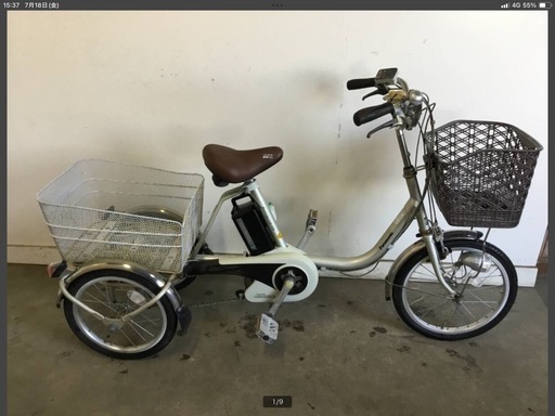 △ q 岐阜発/パナソニック/電動アシスト三輪自転車/スイングなし/3段変速/バッテリー6.6Ah/充電器なし/走行確認/現状品/ R7.6/18 △
