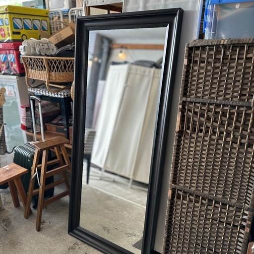 《売約済》【武蔵小山店】　IKEA　イケア　HEMNES　ヘムネス　イケアミラー　姿見　スタンドミラー　ウォールミラー　全身鏡　壁掛け鏡　廃盤品　大型ミラー　北欧ミラー　ブラックミラー　黒フレーム　鏡　インテリアミラー　ミラー