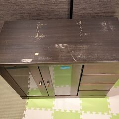【引取③】　海老名★キャビネット.★黒★棚★収納★TV台★★中古品★★の画像