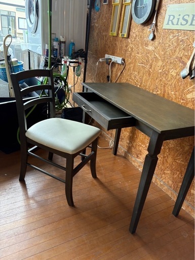 G1715 アンティーク調　テーブルチェアセット　引き出し付き　1人用　ミシンテーブル