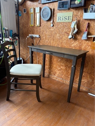 G1715 アンティーク調　テーブルチェアセット　引き出し付き　1人用　ミシンテーブル