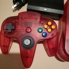 ニンテンドー64 クリアレッド 本体一式　動作確認済みの画像