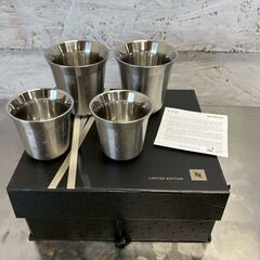 【NESPRESSO】 ピクシー エスプレッソ ルンゴカップ ステンレス製 タンブラー PIXIEコレクション 4個セット 未使用 A0084の画像