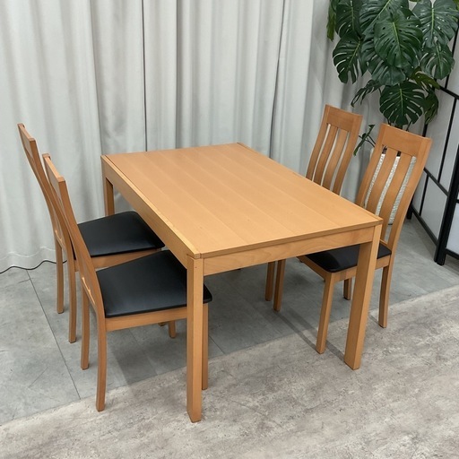 KG-13【新入荷　アウトレット品】リゾット　伸長式天板　ダイニング5点セット　ナチュラル