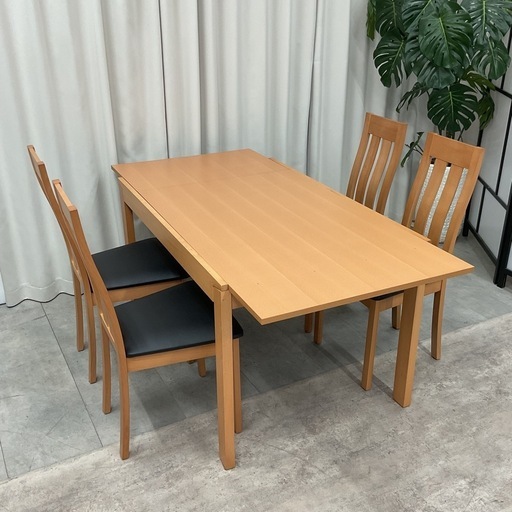 KG-13【新入荷　アウトレット品】リゾット　伸長式天板　ダイニング5点セット　ナチュラル