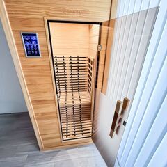 家庭用電気サウナ 90cm×190cm Bluetooth・照明付き 本格木製ガラスドアの画像